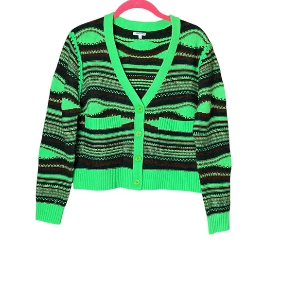 Manoush Orla Cardigan Sweater Graphic Knit Designer Womens M - Picture 2 of 5